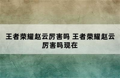 王者荣耀赵云厉害吗 王者荣耀赵云厉害吗现在